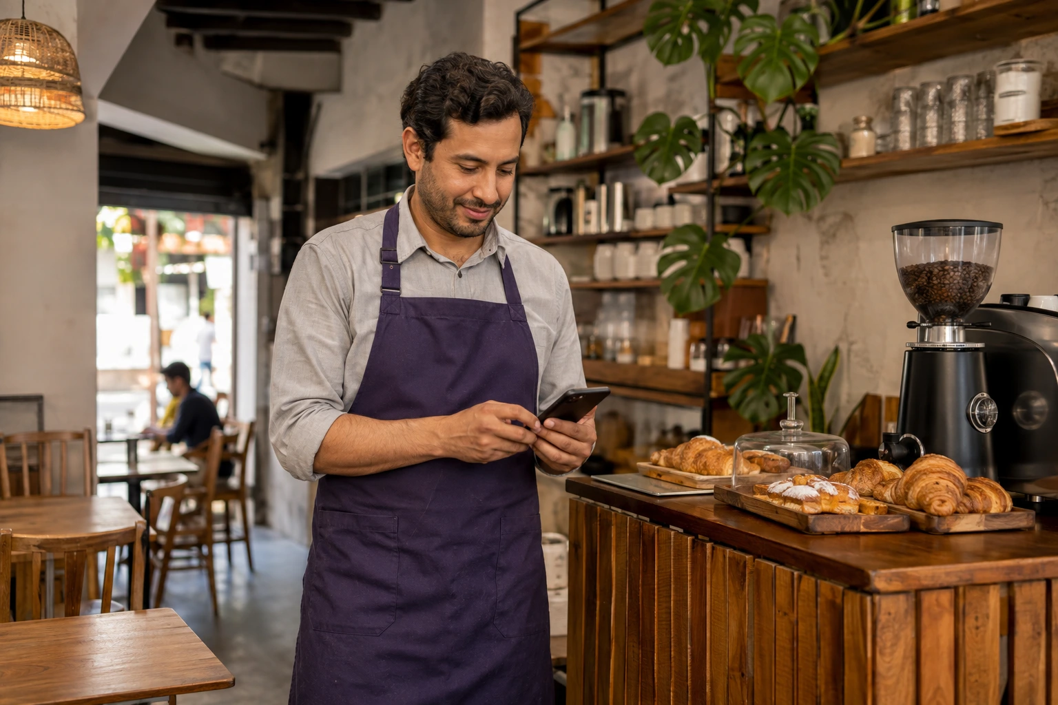 Emprendedor en un negocio gastronómico peruano
